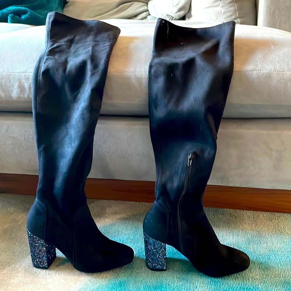 Faux suede over the knee boots